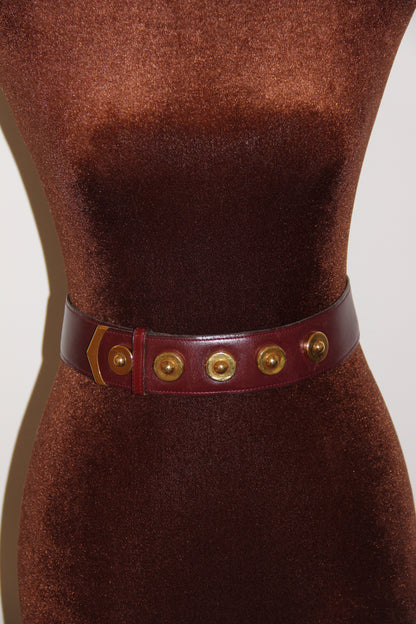 Ceinture Hermès bordeaux avec médaillons
