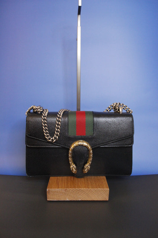 Sac à main GUCCI modèle 'Dionysus' en cuir noir