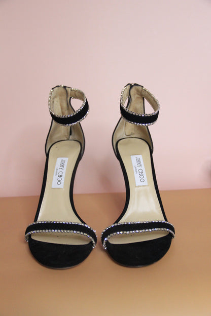 Sandales Jimmy Choo modèle Dochas noir et cristaux taille 40