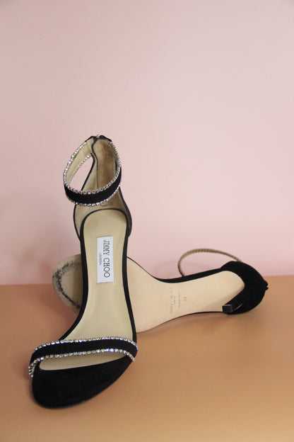 Sandales Jimmy Choo modèle Dochas noir et cristaux taille 40