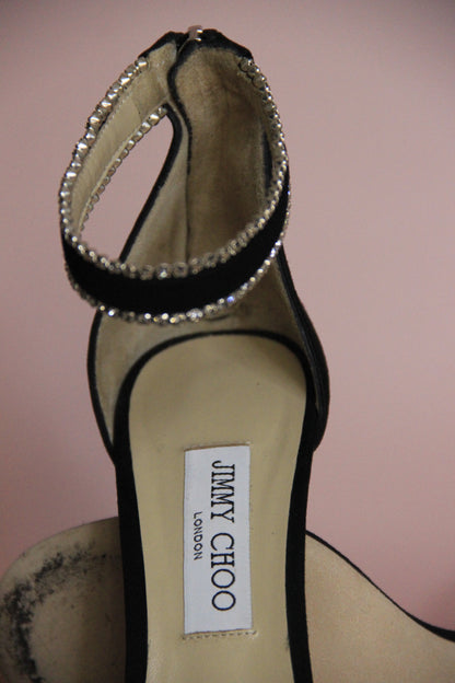 Sandales Jimmy Choo modèle Dochas noir et cristaux taille 40