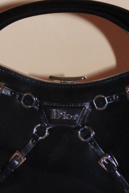 Sac Dior Bondage cuir vernis noir by Galliano