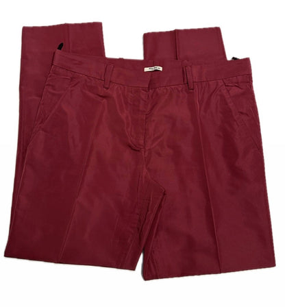 Pantalon court Miu Miu Bordeaux satiné taille 38 EU