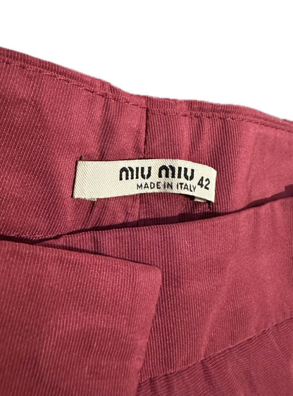 Pantalon court Miu Miu Bordeaux satiné taille 38 EU