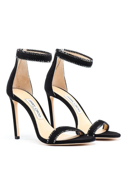 Sandales Jimmy Choo modèle Dochas noir et cristaux taille 40